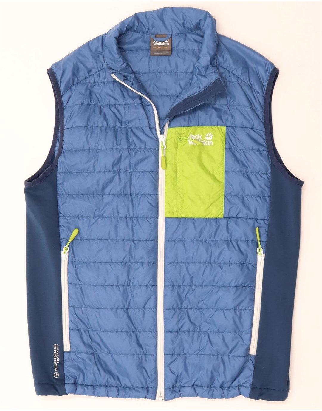 JACK WOLFSKIN Polstret Gilet til mænd UK 40 Large Blue Colourblock Polyester
