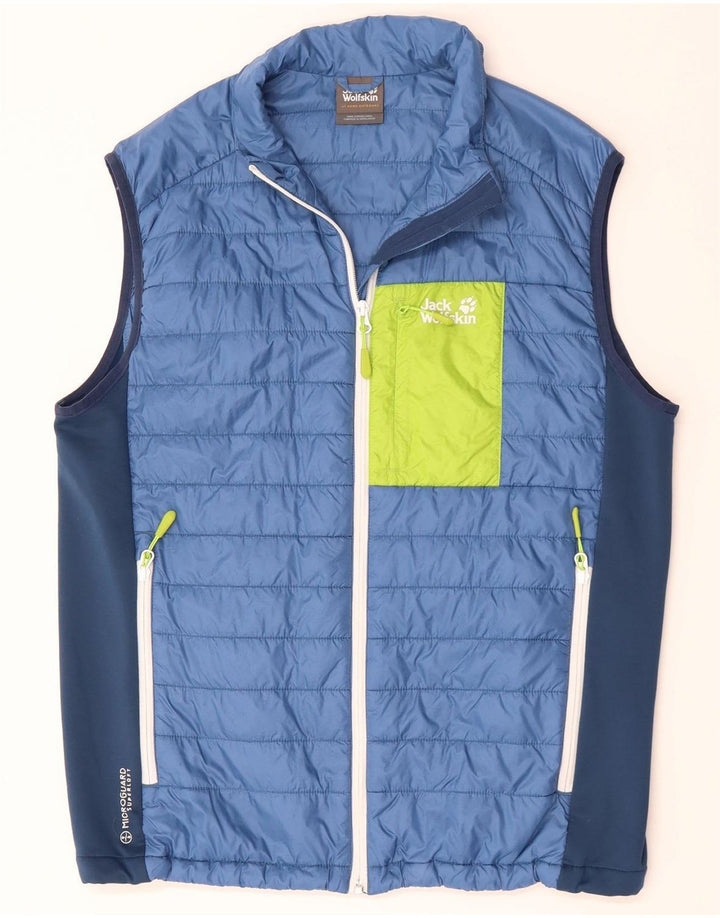 JACK WOLFSKIN Polstret Gilet til mænd UK 40 Large Blue Colourblock Polyester