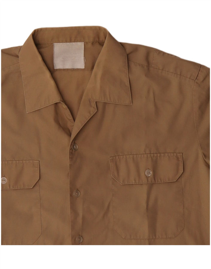 Vintage kortærmet herreskjorte stor beige