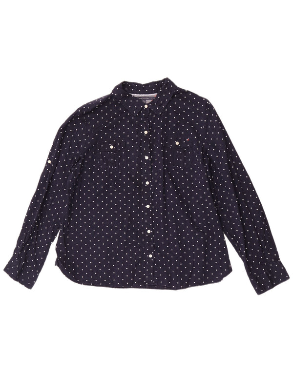 Tommy Hilfiger Dameskjorte UK 20 2XL Marineblå plettet bomuld