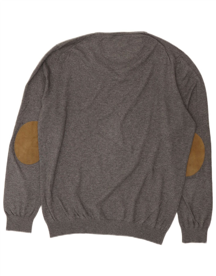 Massimo Dutti Dame V-hals sweater UK 16 Stor Grå Bomuld