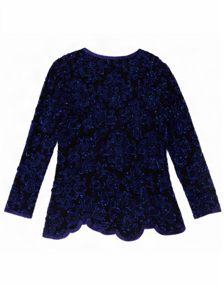 Frank Usher Kvinde Asymmetrisk Bluse Top UK 14 Medium Navy Blue