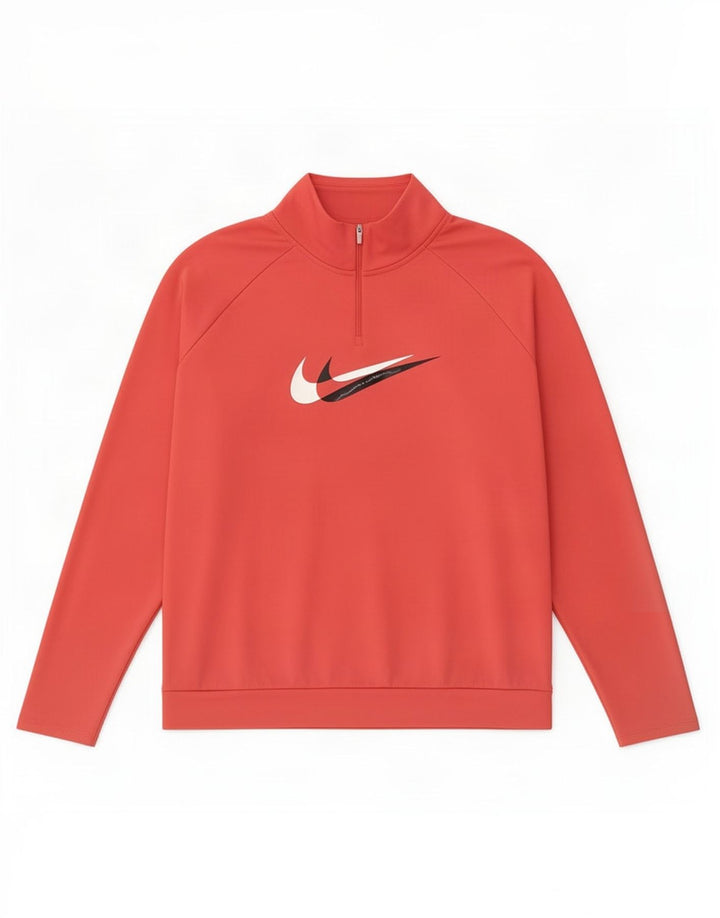 Nike Dame Dri Fit Pullover med lynlås-hals træningsdragt Top UK 18 XL Pink Polyester