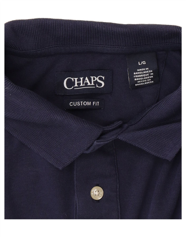CHAPS Mens Custom Fit Polo Shirt Large Navy Blue Cotton Vintage Chaps and Second-Hand Chaps from Messina Hembry 