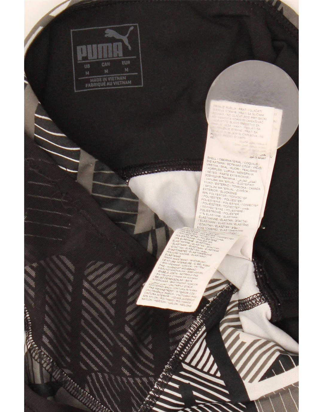 Puma Dame Capri Leggings UK 12 Medium Sort Geometrisk Polyester