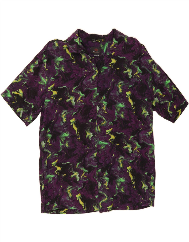 PULL & BEAR Mens Abstract Pattern Short Sleeve Shirt Medium Purple Vintage Pull & Bear and Second-Hand Pull & Bear from Messina Hembry 