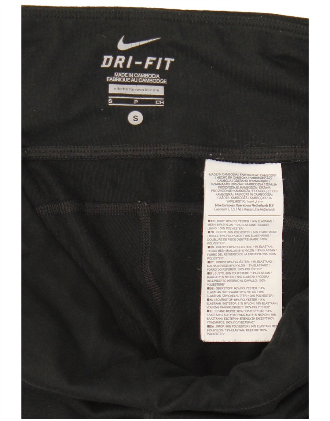 Nike Dame Dri Fit Capri Leggings UK 10 Small Black Polyester
