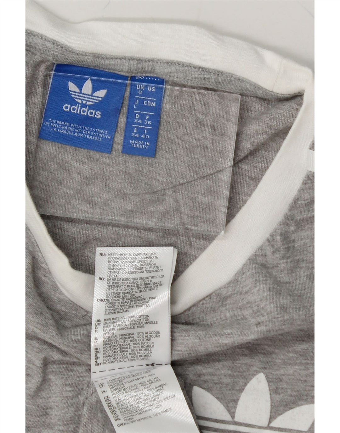 ADIDAS Womens T-Shirt Top UK 8 Small  Grey Cotton Vintage Adidas and Second-Hand Adidas from Messina Hembry 