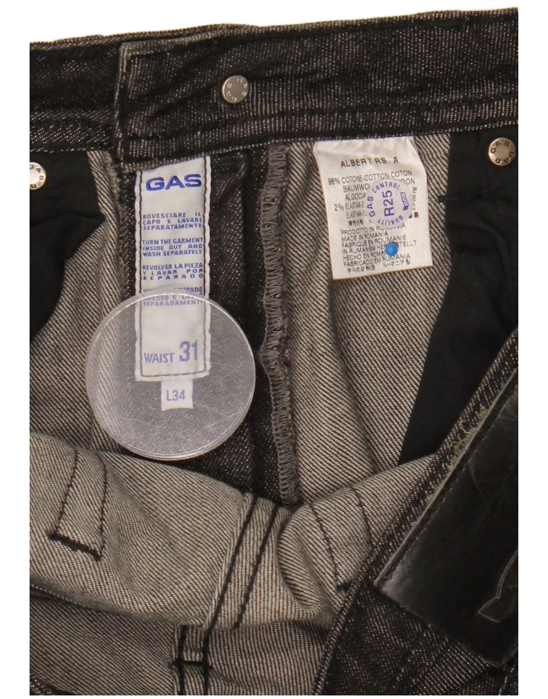 Gas Straight Jeans til kvinder W31 L26 Sort bomuld