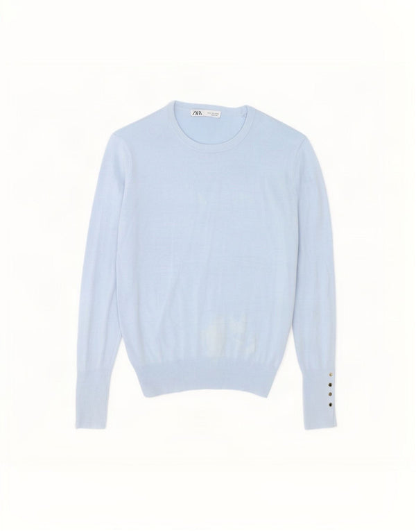 Zara Dame Boat Neck Jumper Sweater UK 16 Large Blue