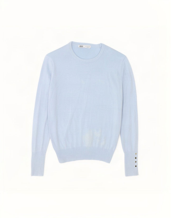 Zara Dame Boat Neck Jumper Sweater UK 16 Large Blue