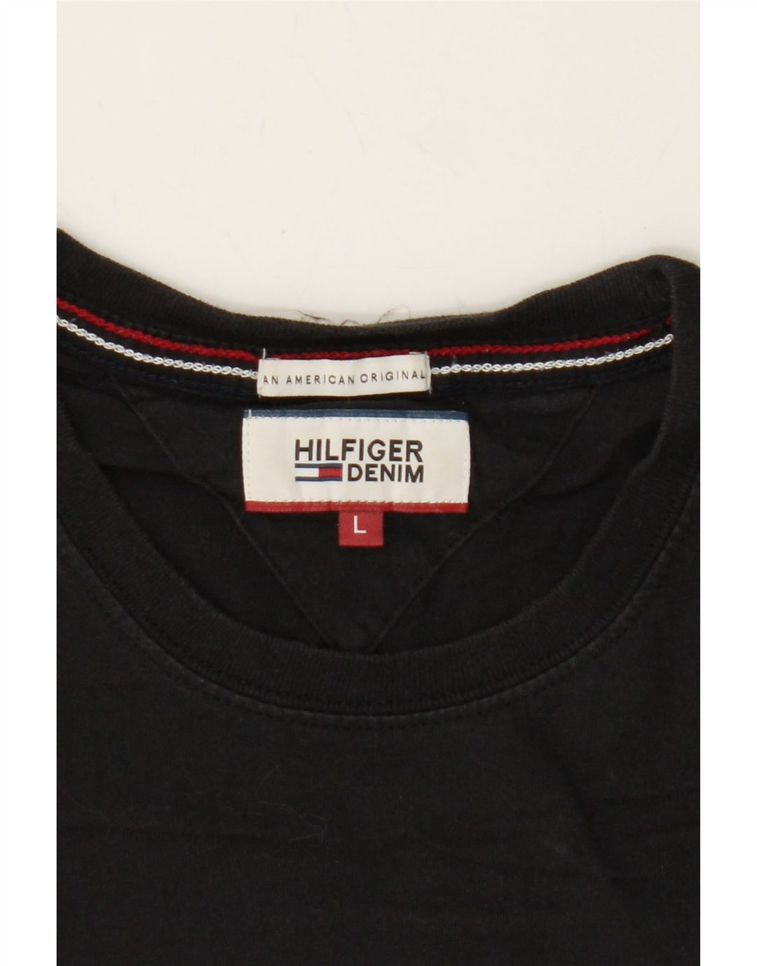 TOMMY HILFIGER Mens T-Shirt Top Large Black Cotton Vintage Tommy Hilfiger and Second-Hand Tommy Hilfiger from Messina Hembry 