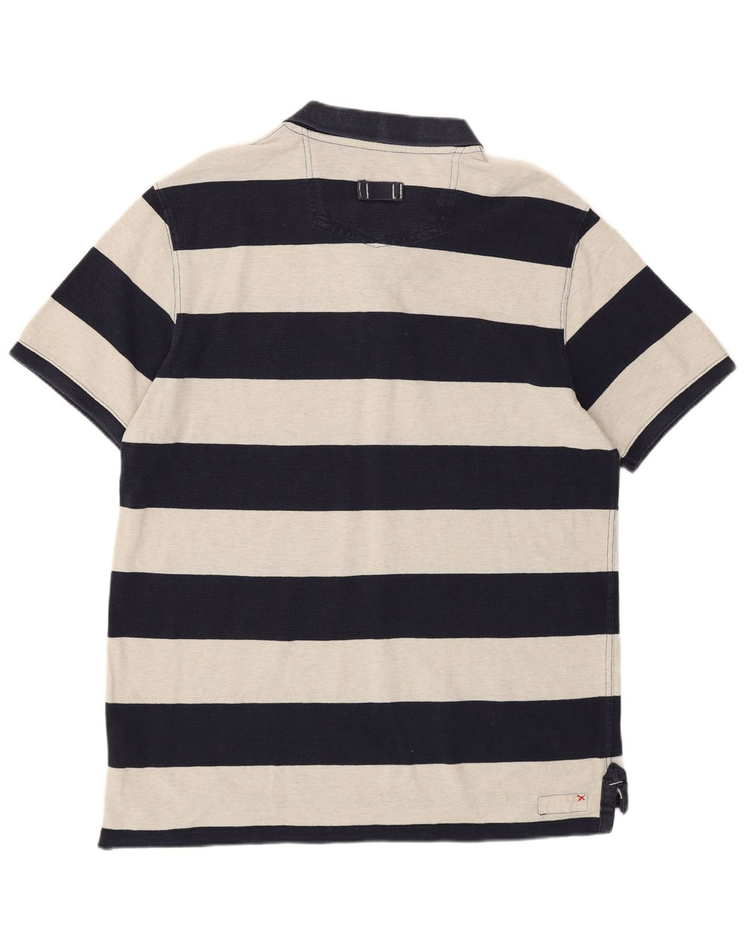 Fedt ansigt herre poloshirt Stor marineblå stribet bomuld