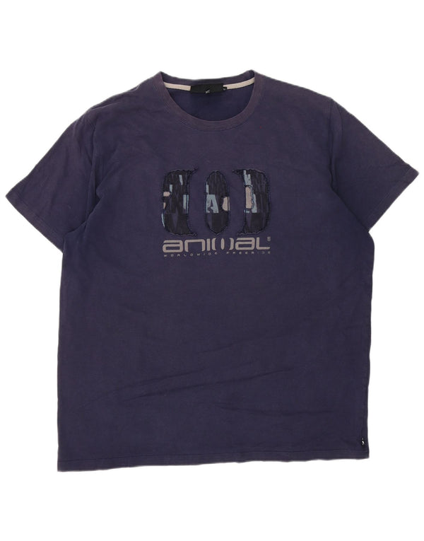Animal Herre grafisk T-shirt top XL marineblå bomuld