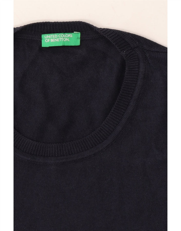 BENETTON Mens Crew Neck Jumper Sweater XL Navy Blue Vintage Benetton and Second-Hand Benetton from Messina Hembry 