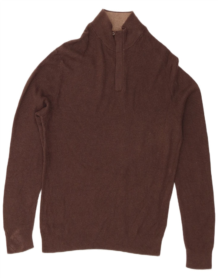 Massimo Dutti Herre Zip Neck Jumper Sweater XL Brun Bomuld