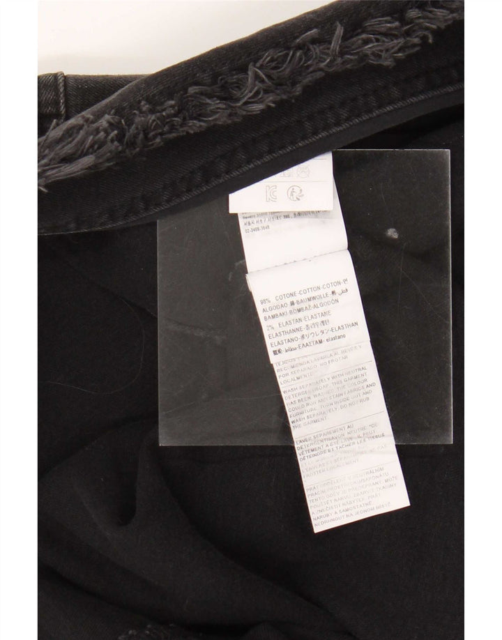 Benetton Womens Open Denim Jacket IT 44 Medium Black Cotton