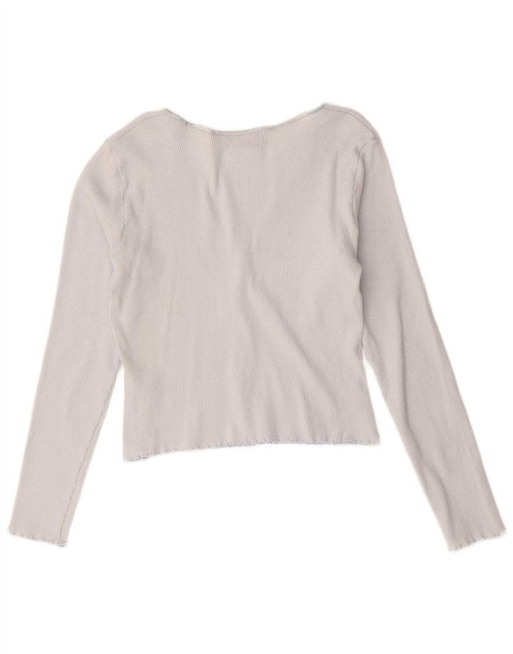 Hobbs Dame Crop Cardigan Top UK 14 Medium Blue Bomuld