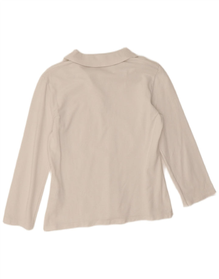 Benetton langærmet polotrøje til kvinder UK 12 Medium White