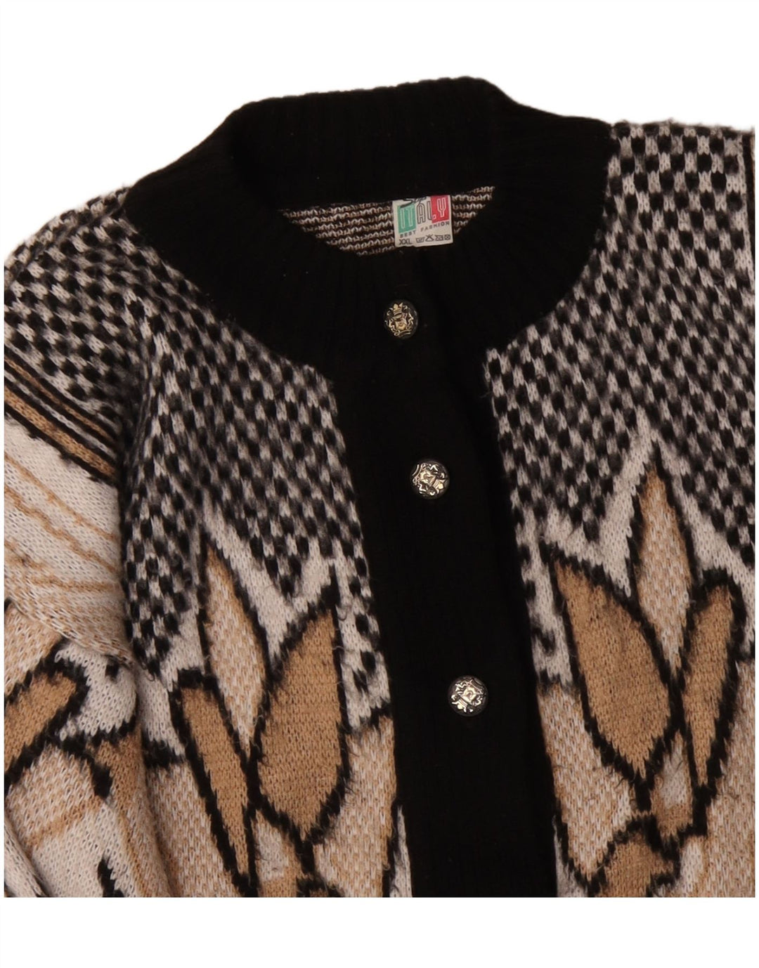 Vintage dame cardigan sweater UK 20 2XL flerfarvet blomster