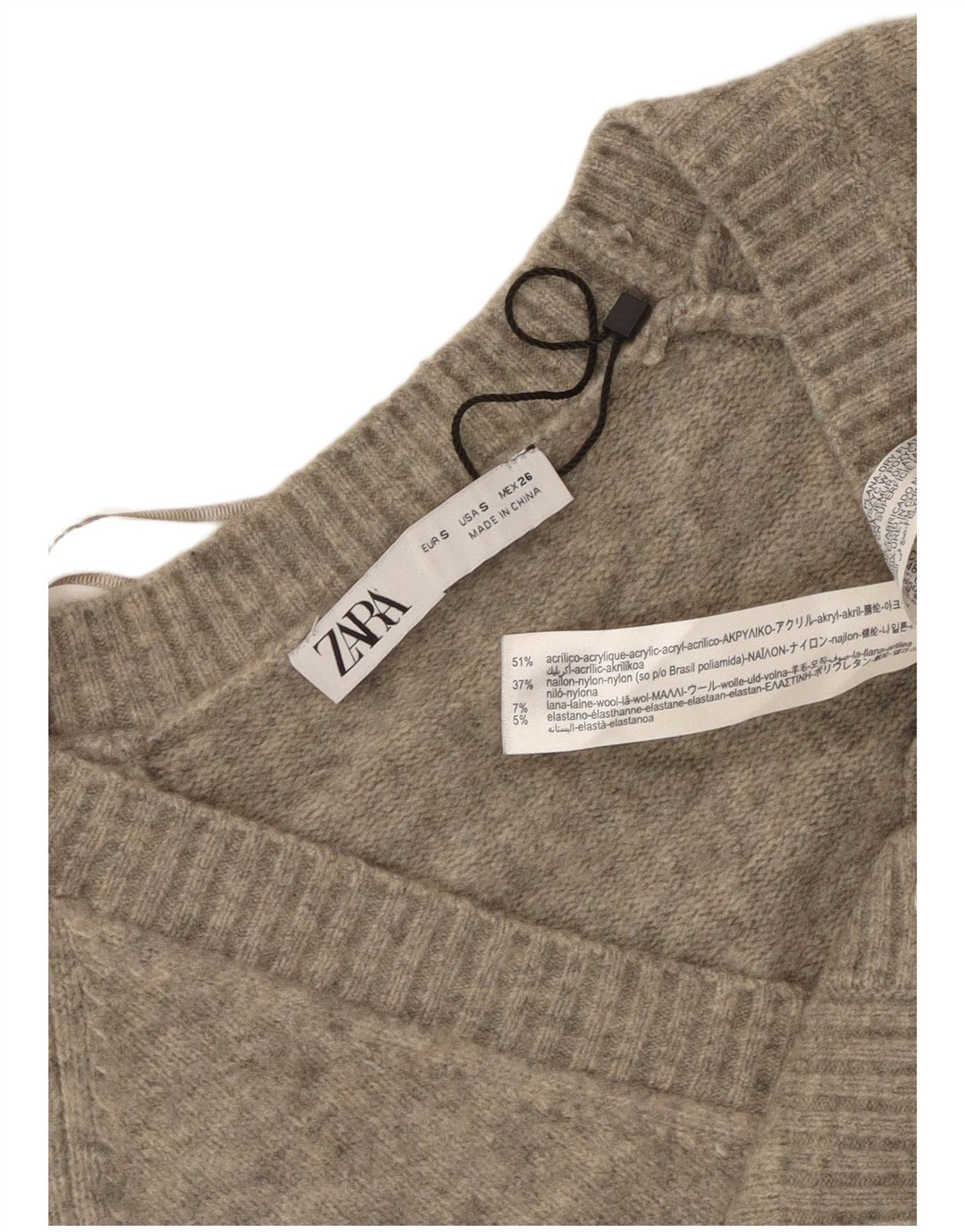 Zara Womens Crop Oversized cardigan sweater UK 10 Small Grey Flecked