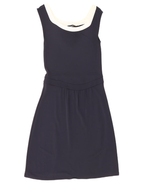 Max & Co. Dame Ærmeløs A-Line Kjole UK 8 Small Navy Blue Viscose