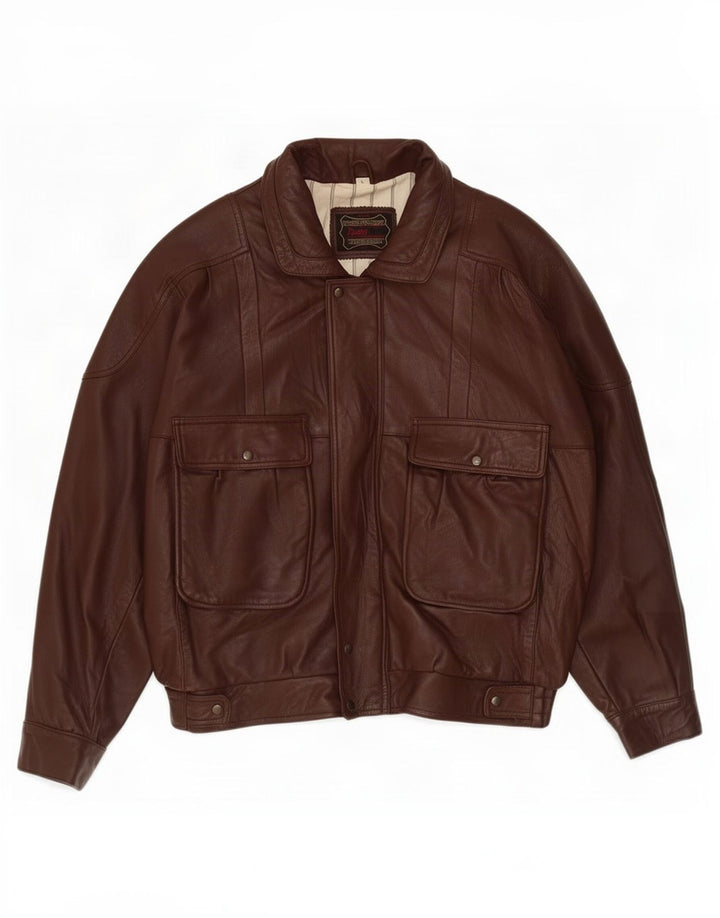 Pointers Herre Læderjakke UK 40 Large Burgundy