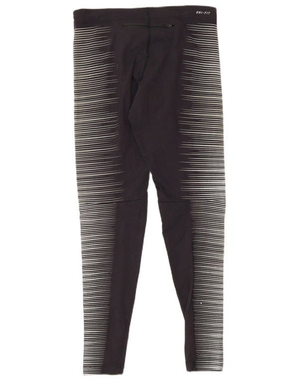 NIKE Dame Dri Fit Leggings UK 8 Small Grey Pinstripe Nylon