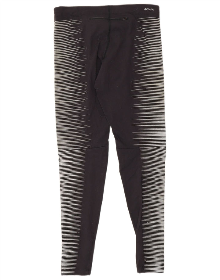 NIKE Dame Dri Fit Leggings UK 8 Small Grey Pinstripe Nylon