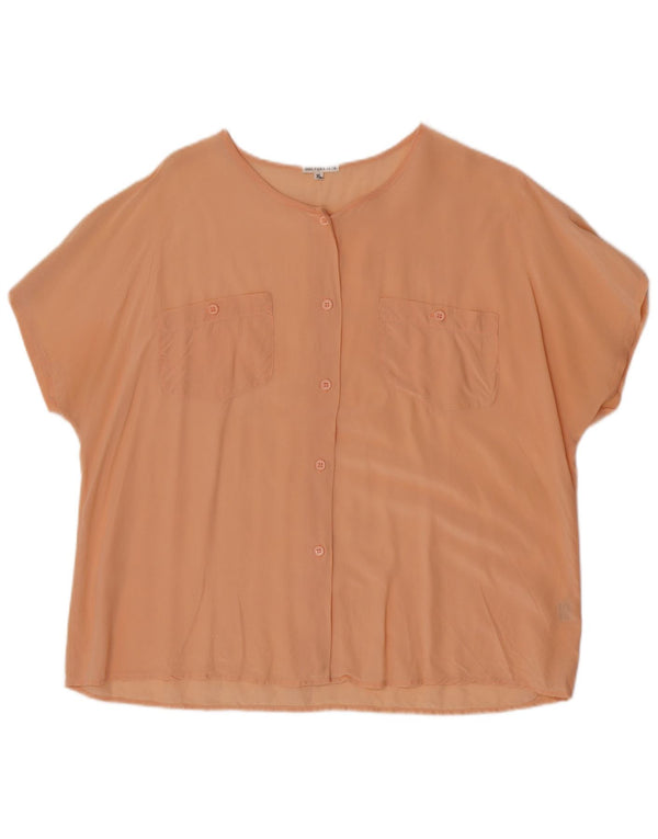 Vintage kvinders kortærmet skjortebluse UK 18 XL Pink Silke