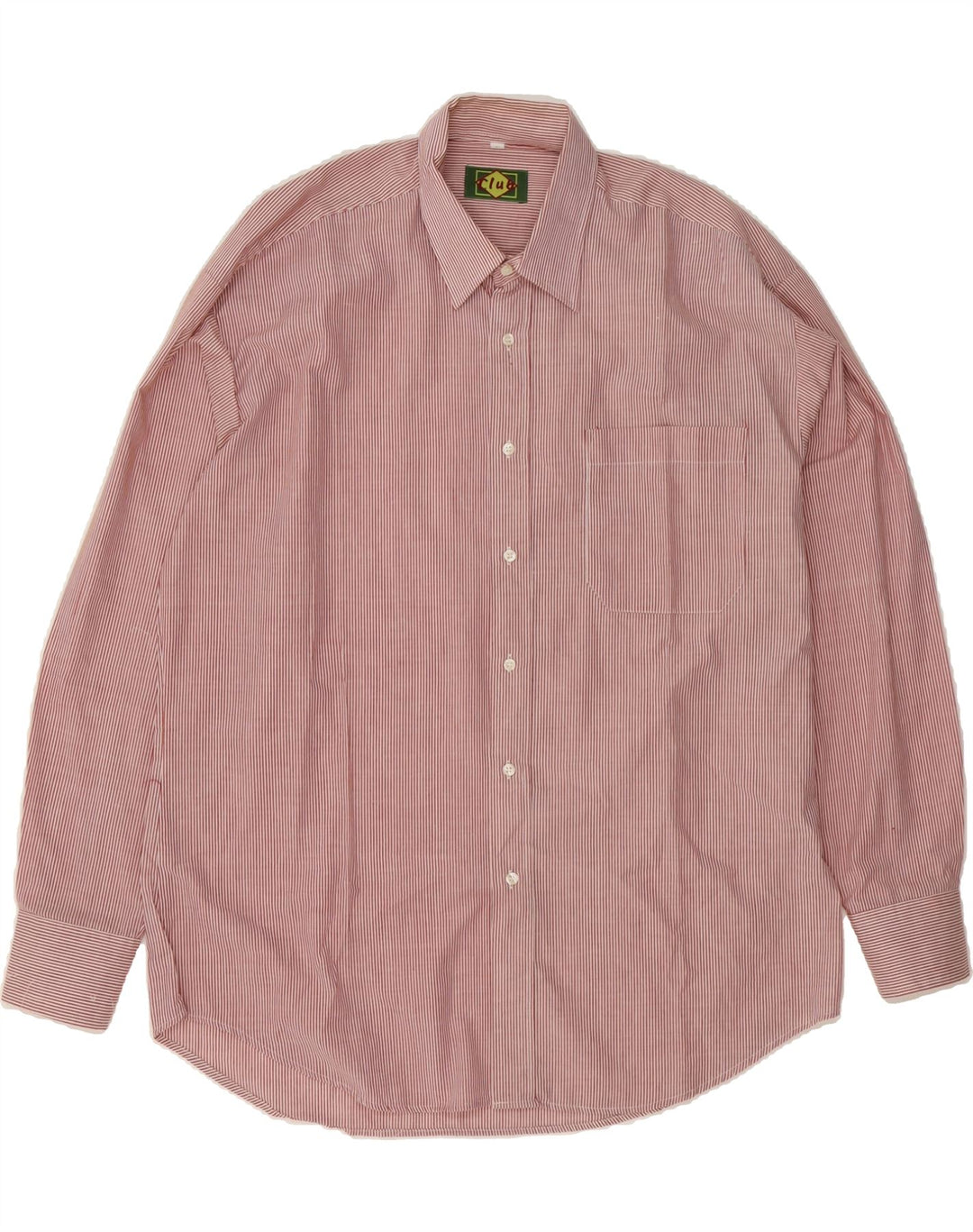 CLUB Mens Shirt Large Red Striped Polyester Vintage Club and Second-Hand Club from Messina Hembry 
