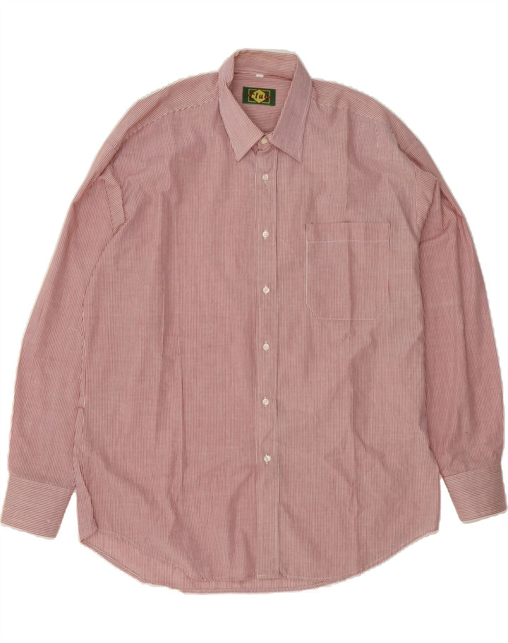 CLUB Mens Shirt Large Red Striped Polyester Vintage Club and Second-Hand Club from Messina Hembry 