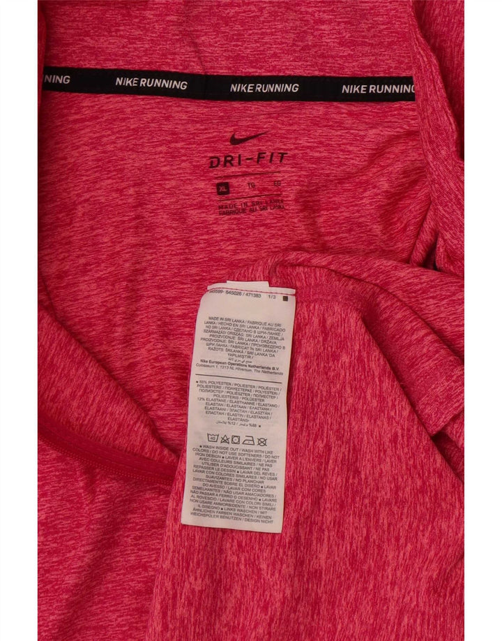 Nike Herre Dri Fit Running Zip Neck Pullover Træningsdragt Top XL Pink Flecked