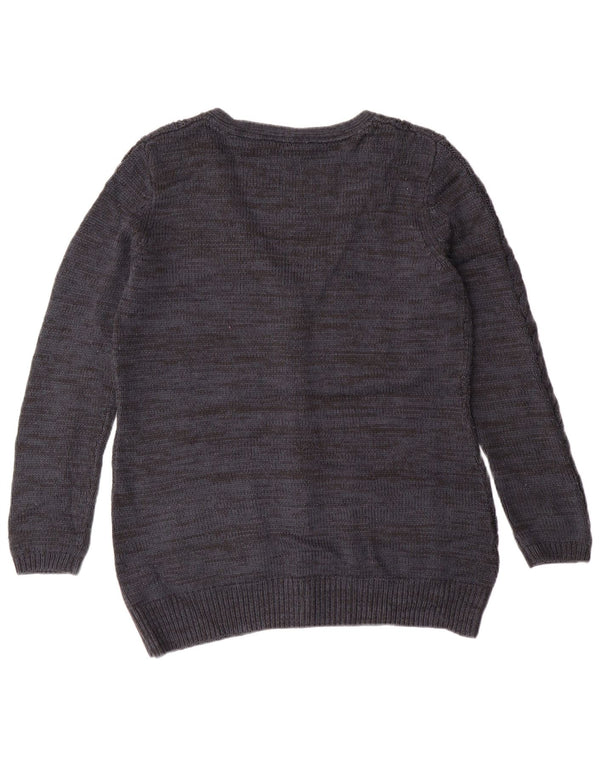 Fat Face Dame Cardigan Sweater UK 14 Large Navy Blue Cashmere Classic