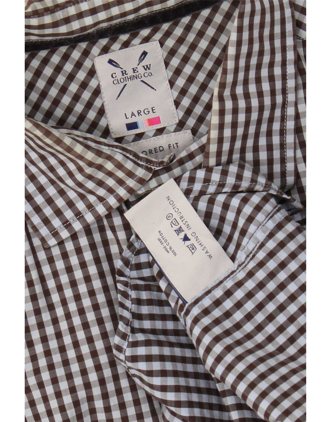 Crew Clothing Herre skræddersyet pasform Skjorte Stor brun Gingham Bomuld