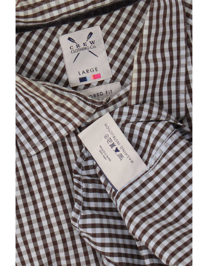 Crew Clothing Herre skræddersyet pasform Skjorte Stor brun Gingham Bomuld