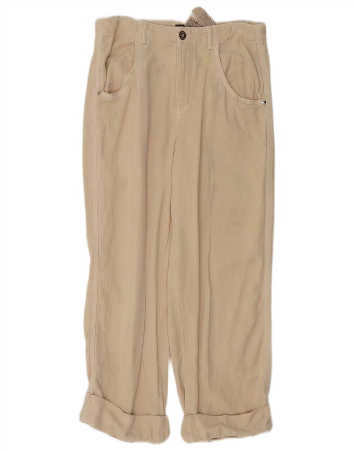 Massimo Dutti Dame Cropped Trousers EU 38 Small W28 L24 Beige Lyocell