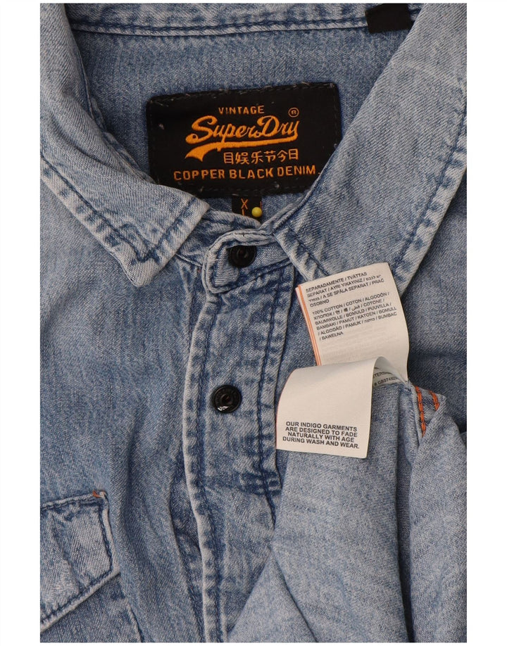 Superdry denimskjorte til mænd XL blå bomuld
