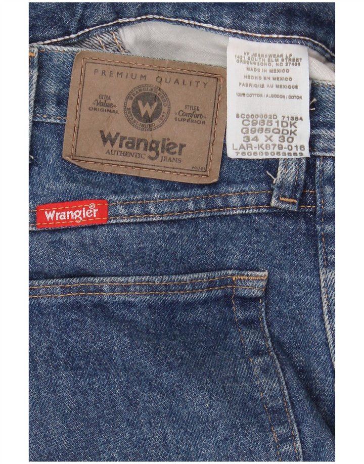 WRANGLER Straight jeans til mænd W34 L30 blå bomuld