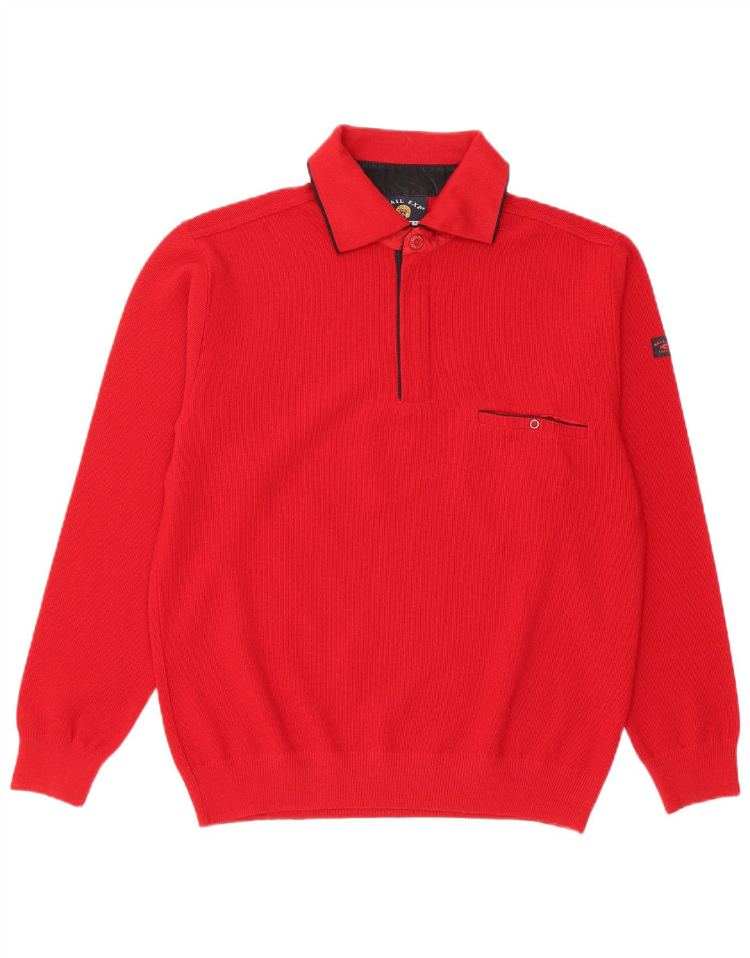 SAIL EXP Herre Polo Neck Jumper Sweater IT 48 Medium Rød Merinould