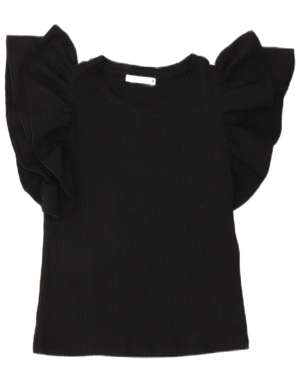 Zara Womens Crop Bluse Top UK 10 Small Black