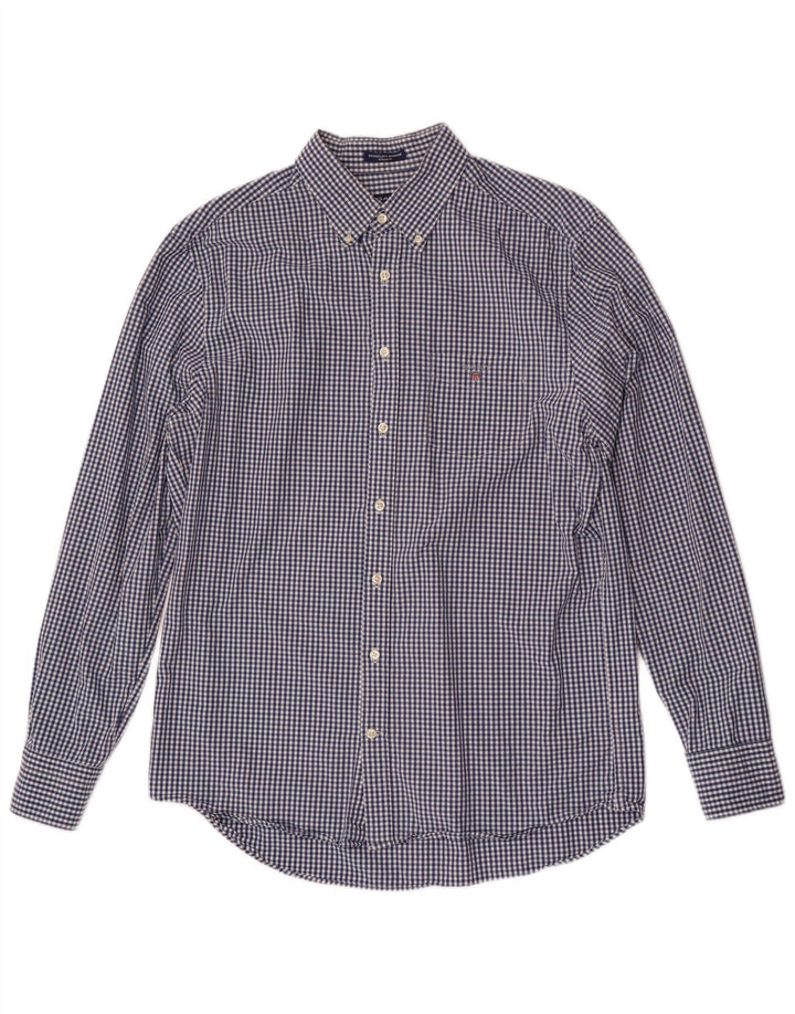 Gant Herre Regular Fit Skjorte Størrelse 41/42 16 1/2 Large Navy Blue Gingham