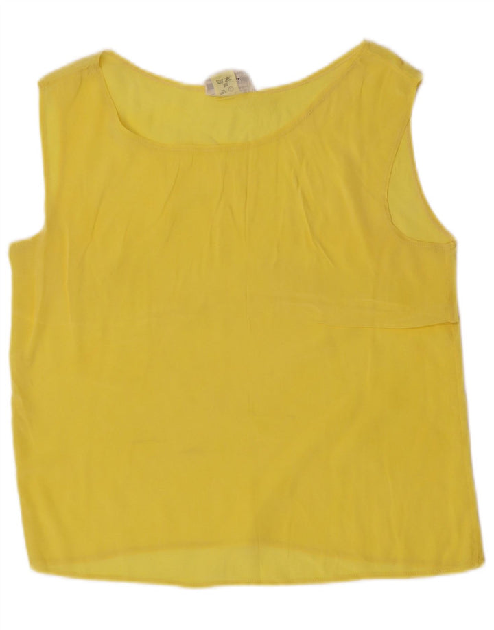 Vintage Womens Crop Ærmeløs bluse Top IT 42 Medium Yellow Acetate