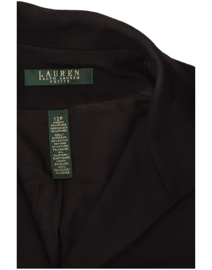 RALPH LAUREN Dame Petite Crop 5-knaps blazerjakke US 12 Large Sort