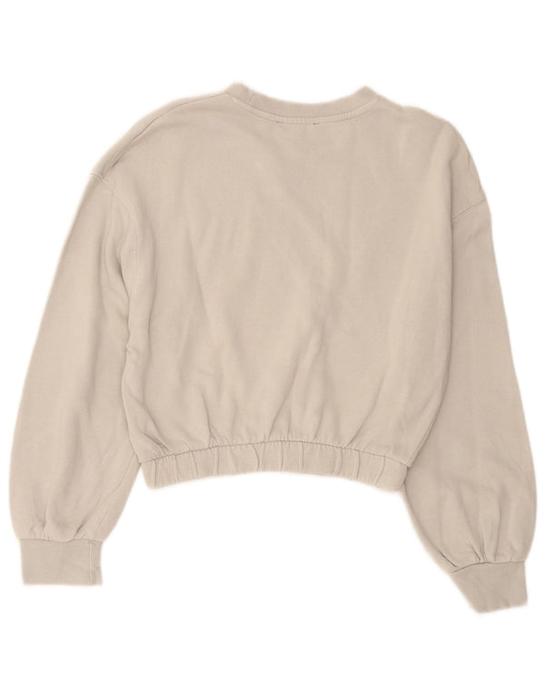 Zara Womens Crop Sweatshirt Jumper UK 10 Small Grå Bomuld