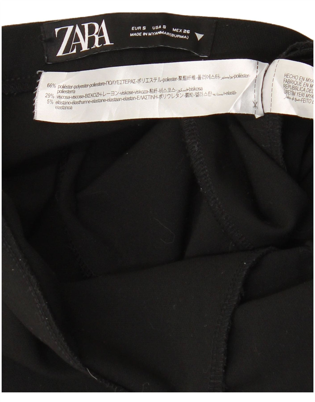 ZARA Slim Casual Bukser Små W26 L27 Sort Polyester til kvinder