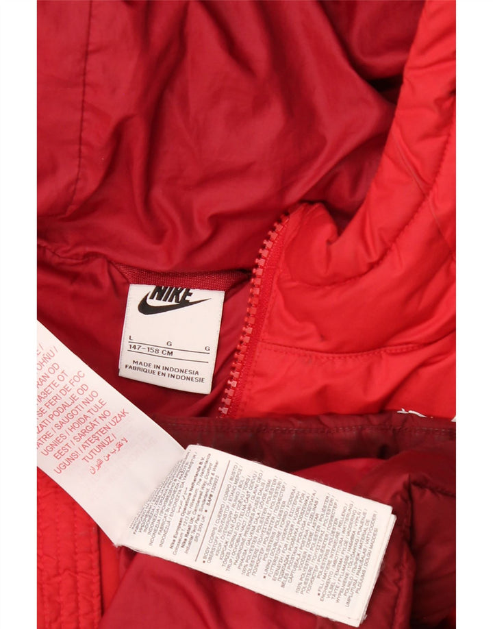 Nike drenge hættepolstret jakke 12-13 år stor rød farveblok polyester