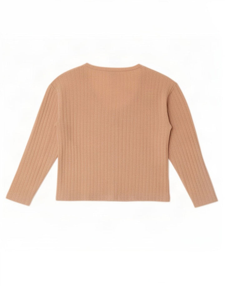 Zara Womens Crop Top Langærmet UK 10 Lille brun polyester