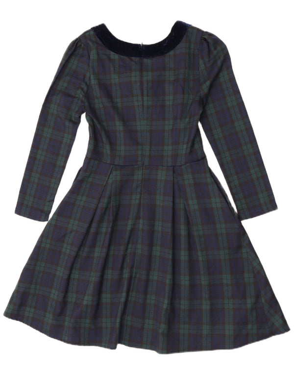 Joanie Dame Langærmet A-Line Kjole UK 8 Small Green Check Polyester