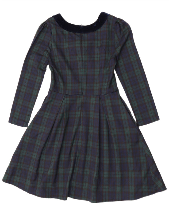 Joanie Dame Langærmet A-Line Kjole UK 8 Small Green Check Polyester